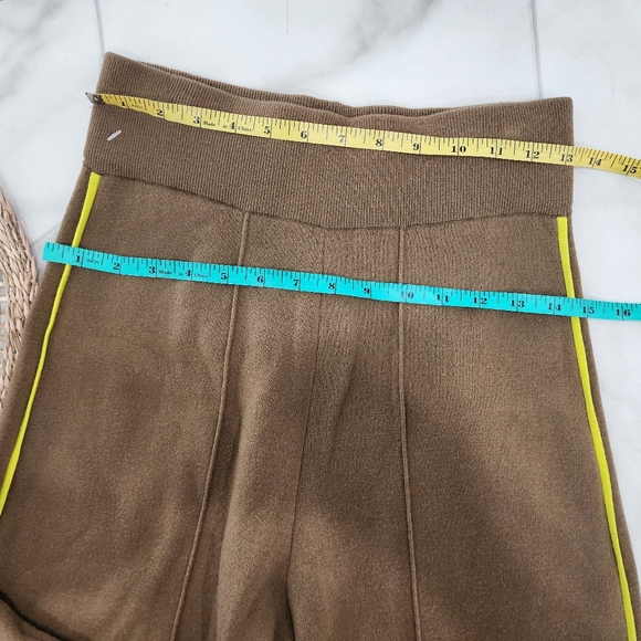 [ BEATRICE b.]- WOMEN'S size 6, tan- brown/Yellow  pull on WOOL WIDE LEG TROUSER - Picture 10 of 16